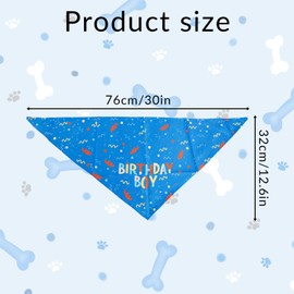 Tabanzhe Dog Birthday Bandana-Triangle Dog Scarf Birthday Boy Bandana for Small Medium Dogs Cats Pets Birthday Party Decorations Supplies(Blue)