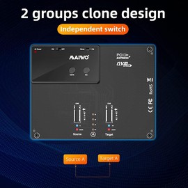 MAIWO K3015P Dual-Bay NVME M.2 SSD Docking Station - Tool-Free Type-C 10Gbps with Offline Clone and System Disk Copy