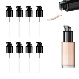 Replacement Pumps for Foundation - 8 Pieces Cosmetic Foundation Pump Heads Plastic Pumps Compatible with Foundation, Ideal for Makeup, Travel and Daily Use