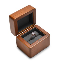 Oirlv Wooden Ring Box Vintage Ring Box for Engagement Anniversary Proposal Valentine's Day Christmas (Dark Grey)