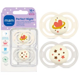 MAM Perfect Night - Chupete para bebé, pezón patentado, brilla en la oscuridad, paquete de 2, más de 16 meses, unisex