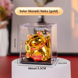 HKwroadrid Lucky Cat Waving Arm – Traditional Chinese Feng Shui Maneki Neko, for Car, Business Premises, Offices, and House – an Auspicious Charm for Good Fortune and Luck(Gold)