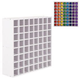 LOLYSIC 2 Pack 64 Grids Craft Paint Storage Organizer - Wall-Mountable & Stackable Paint Bottle Rack Stand for 2oz Acrylic Craft Paints, Space-Saving Acrylic Paint Holder for Craft and Art Supplies