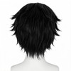 TIKJOYS Short Black Layered Wig for Men Fluffy Wig Black