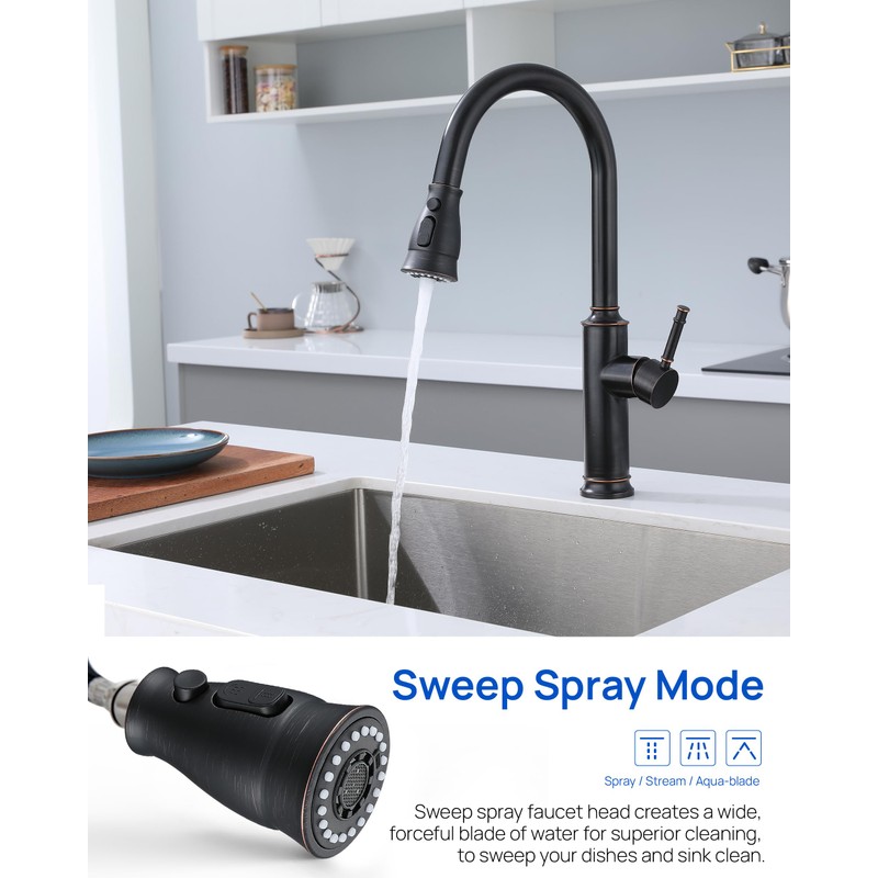 J-HVA Oil Rubbed Bronze Pull Down Kitchen Faucet Head Replacement