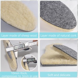 2 Pairs of Warm Shoe Insoles for Chubby Warm Feet, 2 Pairs Thick Wool Soles Made of Felt and Wool, Heat Insoles for Shoes, Felt Soles, Winter Soles, Women, Men and Children, Size 25
