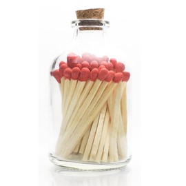 River Birch Decorative Matches in a Bottle with Striker - Cute & Colored Matches - 1 Bottle, Cherry Red Tip, 60 Matches