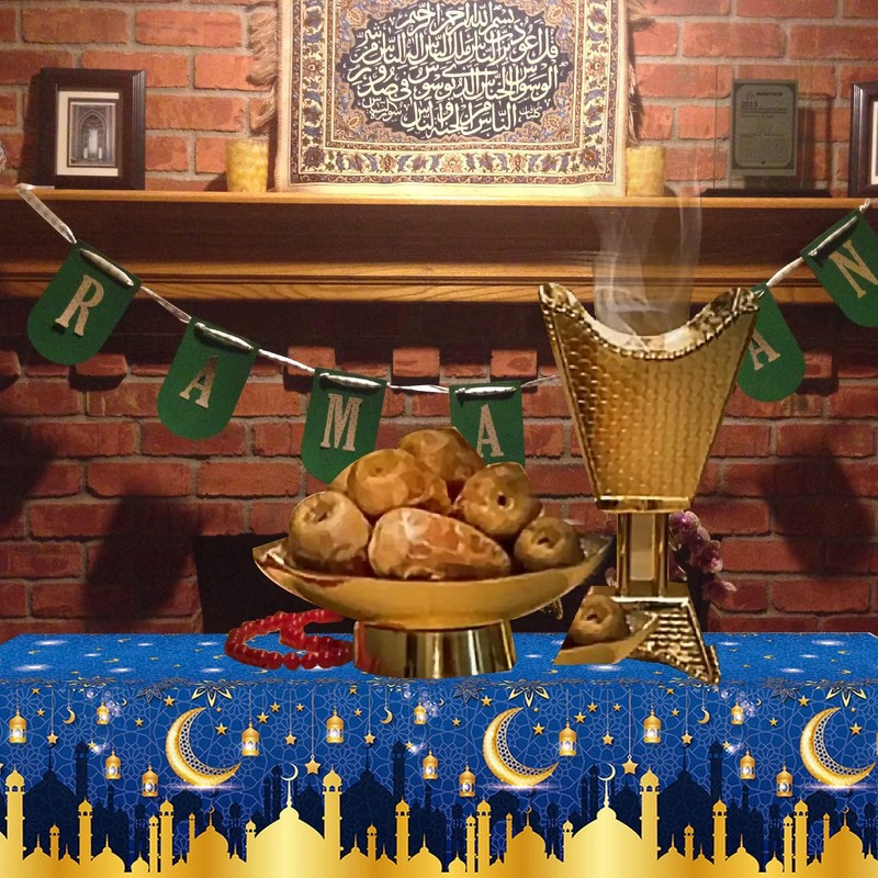 Eid Mubarak Table Cloth,Eid Tablecloth Plastic Eid Table Cloth Waterproof