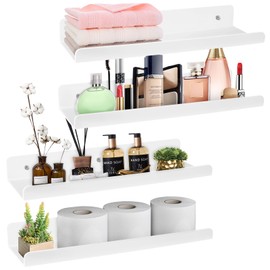 ZONJIE Wall Shelf, No Drilling, Floating Shelf, Set of 4, 30 cm Hanging Shelves, Decorative Wall Shelves for Living Room, Floating Bookcase, Kitchen Shelf, Hanging, Picture Rail for Kitchen, Bathroom