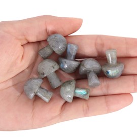 Lovionus89 Lovionus89 7Pcs Crystal Mushroom Sculpture Stone Statue Figurine, Hand Carved Gemstone Mushrooms Crafts Healing Chakra Decor, Moonstone