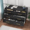 GarveeHome Black Dresser for Bedroom with 6 Drawers, Wood Chest