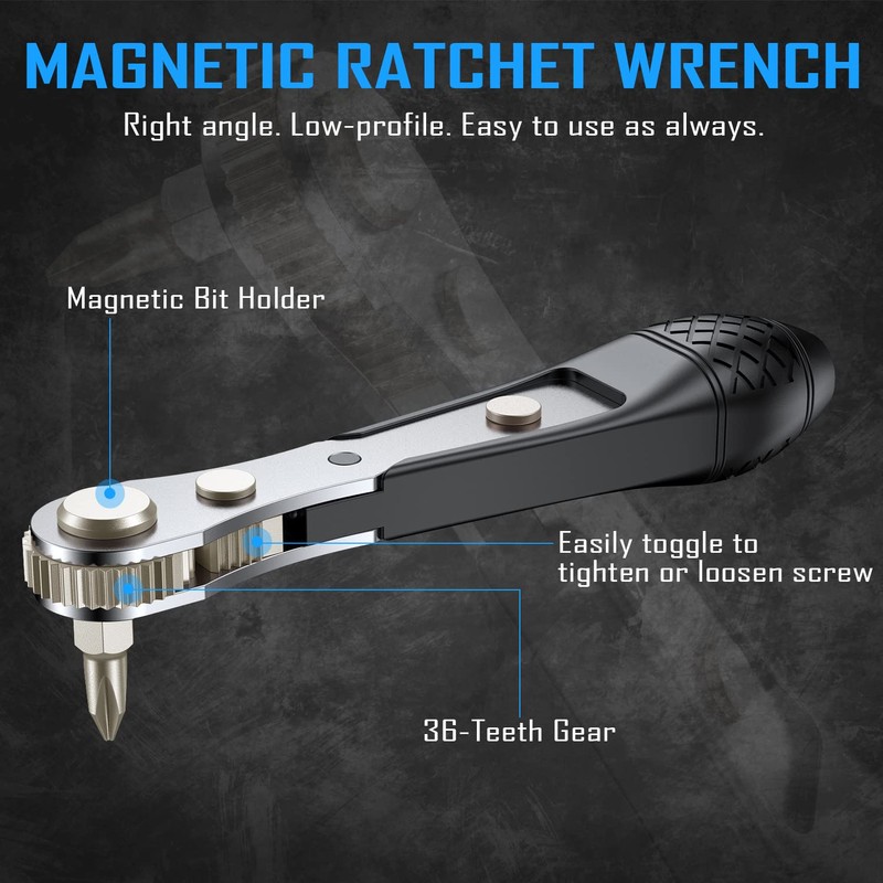 GreaTalent 37in1 S2 Steel Mini Ratchet Wrench Screwdriver Bit Set