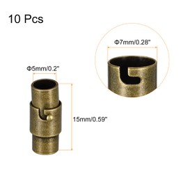 QUARKZMAN Leather Cord End Cap, Pack of 10 5 mm Hole Leather Magnetic Clasps, Cord End Cap Clasps, Leather Cord Buckle for Jewellery Making, DIY Accessories, Crafts, Bronze