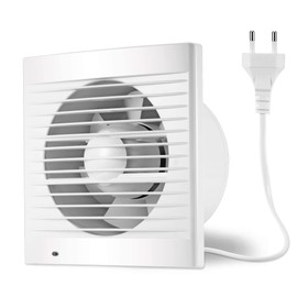 Moonjor 150 mm Kitchen Extractor Fan, 320 m³/h IPX2 Fan, Waterproof Bathroom Fan with Backflow Flap, 1 m EU Power Cable for Kitchen, Bathroom, Greenhouse, Garage