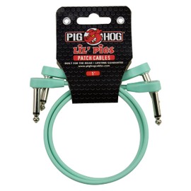Pig Hog Lil Pigs 1 ft Low Profile Patch Cables 2 Pack, Seafoam Green