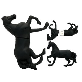 2.0 Black Horse Stallion 64GB USB External Hard Drive Flash Thumb Drive Storage Device Animal Cute Novelty Memory Stick U Disk