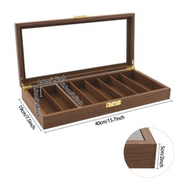 Vintage Knife Storage Box Portable Knife Display Case Organizer 8 Compartments Pocket Knives Holder Collection Cases with Clear Glas Window Top for Men Women (Walnut Color)