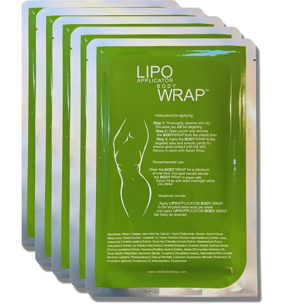 lipo applicator Ultimate Body Wrap Advanced Formula with Guarana, Green Tea, Seaweed for Inch Loss Firming Tone Contouring (5 Wraps)