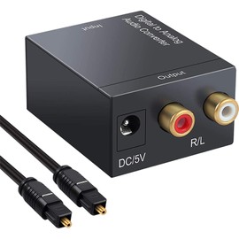 Digital to Analog Audio Converter, Toslink Coaxial Input Digital to Analog Audio Converter for Professional/Home Use, Black [SsSlct Brand]