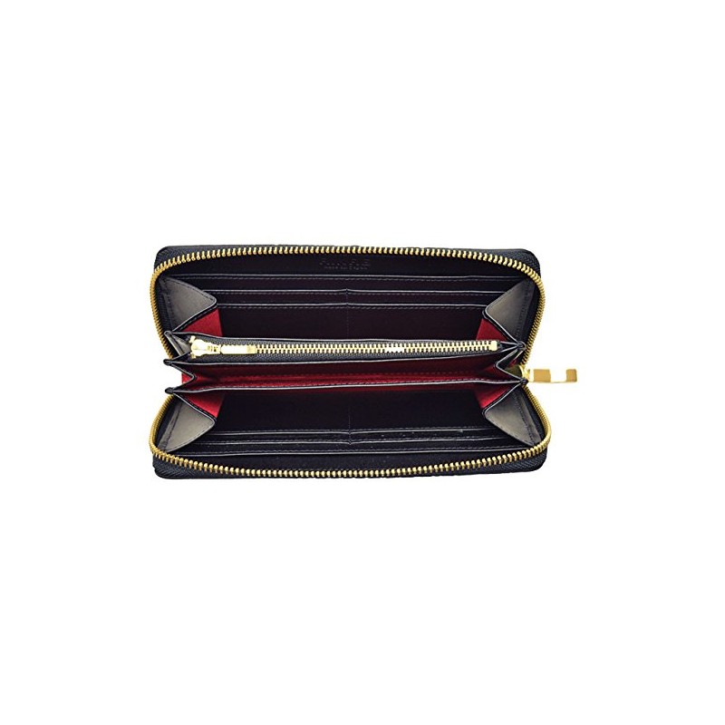 Rinre Long Wallet, Zipper, Round, Genuine Leather, Embossed Crocodile, Made