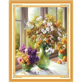 Qeerysew Cross Stitch Kits Stamped Full Range of Embroidery Starter Kits for Beginners DIY 11CT 3 Strands-Printed Kits Van Gogh's Painting(Printed) 19.7×24.8inches