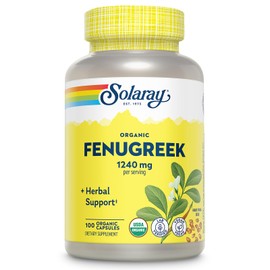 SOLARAY Organic Fenugreek Capsules 1240mg - Traditional Wellness Support Herbs - Made from Organic Fenugreek Seeds - USDA Organic, Vegan, Lab Verified, 60-Day Guarantee - 100 VegCaps, 50 Servings