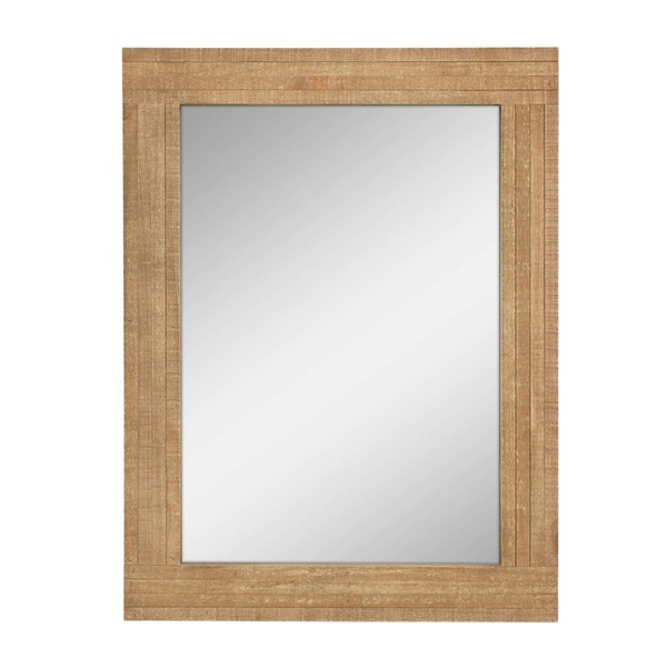 Stonebriar Rectangle Natural Wood Hanging Wall Mirror, Medium, Brown