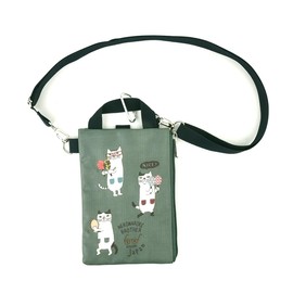 KUSUGURU Coated Pochette Cat Round GR, green