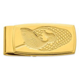 Diamond2Deal Gold-Plated Kelly Waters Fish in Net Hinged Money Clip for Men (Length: 23 mm|Width: 47mm)