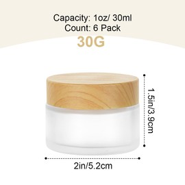 HOTUT Glass Cream Jar, Pack of 6 30 ml Glass Empty Containers, Empty Refillable Containers with Lid and Liner Cream Container, Refillable Travel Pots for Cosmetics, Creams, Lotions, Essential Oils