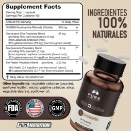Pure Nutrition Suplemento Nad + Antiox 60 Capsulas