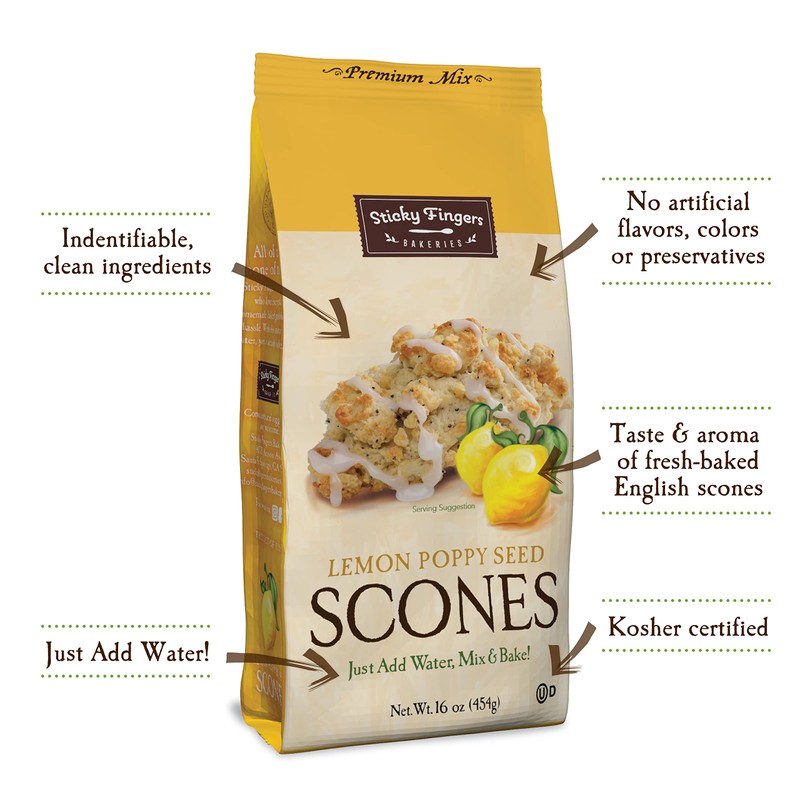 English Scone Mix, Lemon Poppyseed by Sticky Fingers Bakeries –
