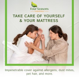 Four Seasons Essentials King Size Waterproof Mattress Protector - Cooling Viscose derived from Bamboo Fitted Sheet Mattress Cover - Quilted Jacquard Pad Protects from Dust Allergens