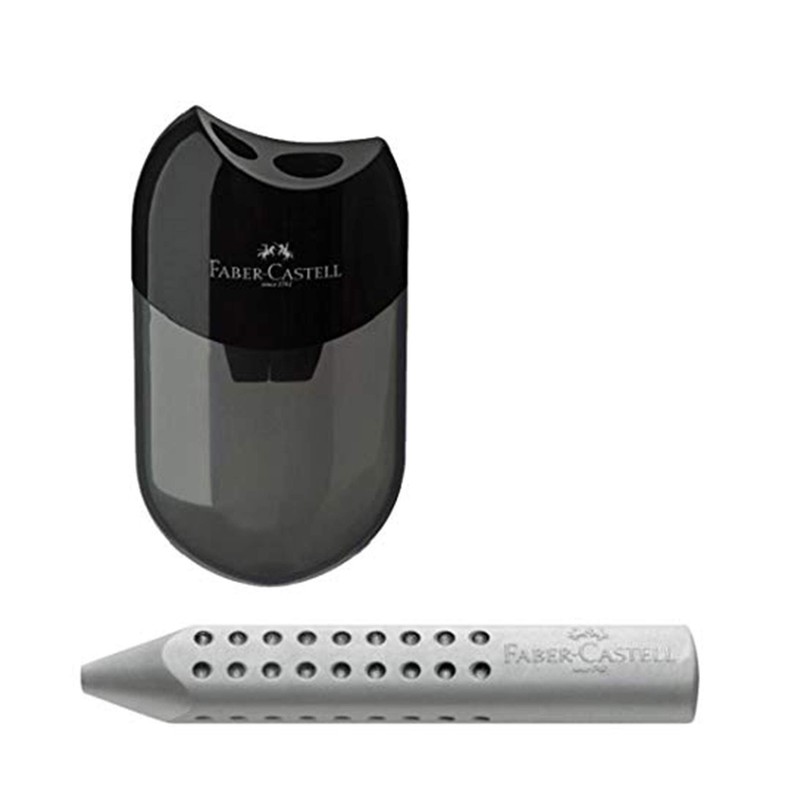 Faber-Castell 183500 Double Sharpener Case Colour: Black/Transparent (1 Sharpener +