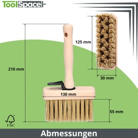 ToolSpace 2 x Surface Brush 130 mm, Ceiling Brush, Wallpaper Brush, Wide Tassel, Natural Hair Wooden Handle, Wallpapering Tassel, Foundation Brush, Patio Brush