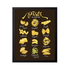 Poster Master Classic Food Poster - Vintage Advertising Print - Gift for Foodie, Chef - Pasta, Italian Flavor, Spaghetti, Ravioli, Penne - Wall Decor for Restaurant, Kitchen, 11x14 Black Framed