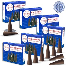 Nag Champa Incense - 60 Cone Pack (10 Cones Each) - Scented Incense