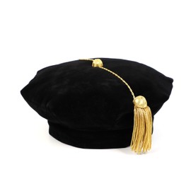 FtyFty Graduation Doctoral Tam Blue Velvet 8 Sided with Gold Bullion Tassel (Black 8 Sides)