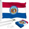 UD_G128 Combo Pack: 6 Ft Tangle Free Spinning Flagpole (Silver)