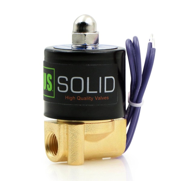 1/4" NPT Brass Electric Solenoid Valve 12VDC Normally Closed VITON (Standard USA Pipe Thread). Solid Brass, Direct Acting, Viton Gasket Solenoid Valve by U.S. Solid.