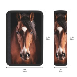 2PCS Stylish Car Seat Belt Cover Soft Comfortable Shoulder Protection Cushion Strap Pads for Adults Universal Car Accessories (Horse)