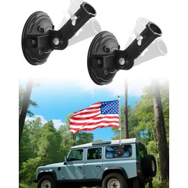 RV Flag Pole Mount, Suction Cup Flag Holder, Angle-Adjustable Heavy Duty Metal Flag Mount for RV, Truck, Camper, Car, Boats(2 Pack)