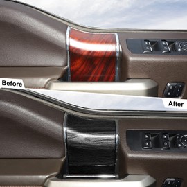 Voodonala for F150 Inner Door Handles Top Cover Interior Door Handle Trim Garnish for 2015-2020 Ford F150 Interior Accessories,Black Wood Grain 4pcs