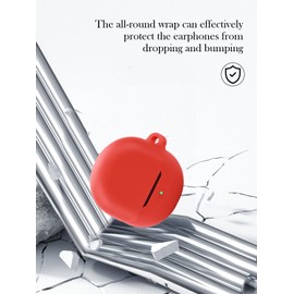 Silicone Case Compatible with SoundPEATS Air5 with Keychain,Cleaning Kit and Lanyard, Soft Protective Shockproof Cover Wireless Earbuds forSoundPEATS Air5-Red