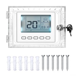 TOWEBOORY Thermostat Lock Box Cover with Key, Universal Clear Decorative Thermostat Lock Box for Thermostat on Wall AC Lock Box Cover with Key fits Thermostats 4.72" H X 7.28" W or Smaller