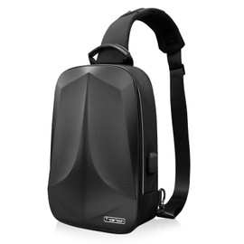 T-carbon Carbon Fiber Hard Shell Shoulder Bag for Men&Women - Anti-Theft Crossbody Bag with USB and Reset Lock, Sling Backpack for Traveling, Sporting, Cycling, Daily