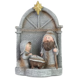 Nativity Set Figurine, Resin Jesus Nativity Scene Collection with Manger and Little People, Christmas Figurines for Christmas Indoor Tabletop Decorations Gift