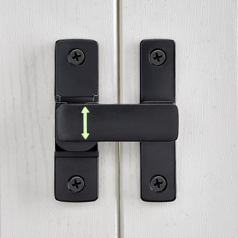 Wocoe 3 Packs Black 90/180° Barn Door Lock，Zinc Alloy Flip