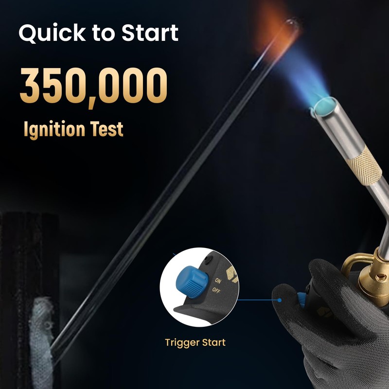 Propane Torch Head, Map Gas Torch with Igniter and Flame