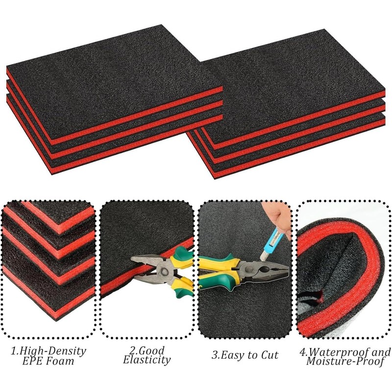 6 Pack Tool Box Foam Inserts for Cases, 22 x